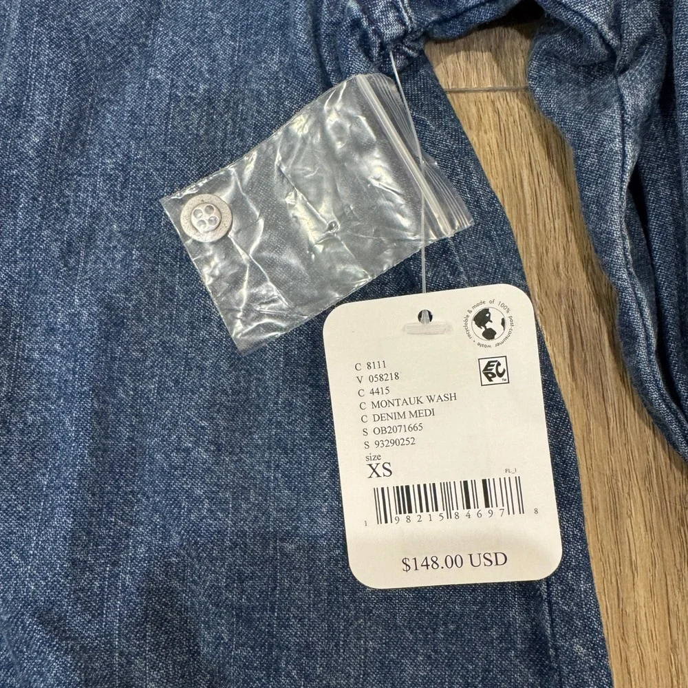 Free People We The Free After Hours Denim Top Montauk Wash Size XS NWT Oversized - Picture 5 of 11